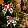 thumbnail image 4 of 5PCS Christmas Bows with Bells Decoration - Buffalo Plaid Bowknot Xmas Trees Hanging Ornaments Craft Present Christmas Decor for Festival Wedding Party (3.15"*3.15"), 4 of 9