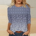 thumbnail image 2 of Pompotops Mode T-shirt Décontracté à Manches 3/4 Col Rond Confortable pour Femmes en Solde, 2 of 5