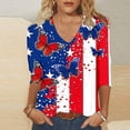thumbnail image 7 of Womens Fourth of July Shirt 3/4 Sleeve Tunic Tops 250th Anniversary Usa Flag Shirt V Neck Casual Blouse Patriotic Outfit, 7 of 7