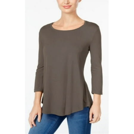 JM Women's Collection Scoop-Neck Top Brown Size Small