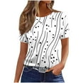 thumbnail image 2 of Lmueinov Womens Tops with Fashionable Abstract Patterned Short Sleeve Crew Neck Casual T-Shirt 2026 Loose Fit Trendy Shirts in Soft Stretchy Fabric for Daily Wear S-3XL, 2 of 3
