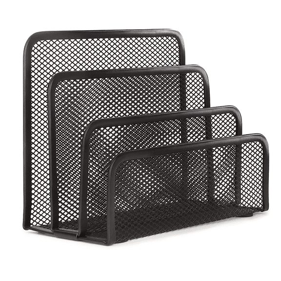 Desk Mail Organizer - 1pcs Small File Organizer Letter Sorter - Bill Organizer Mail Holder Countertop for Home Office - Vertical Metal Mesh Desk Organizer with 3 Upright Compartments