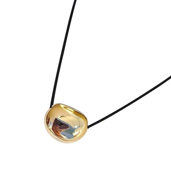 Necvior Oval Bead Clavicle Chain Fashionable Geometric Pendant Necklace for Women PU Cord Collarbone Chain Accessory