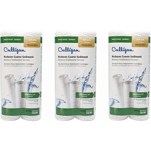 Culligan CW-MF FilterCartridge Filter Cartridge, White, Sold as 3 Pack, 6 Filters Total
