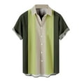 thumbnail image 2 of SXCXLSA Men Striped Shirt Loose Collar Short Sleeve Button Down Shirt Lightweight Classic Basic Tee Khaki S, 2 of 6