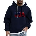 thumbnail image 2 of PiGOGI Men's Casual Printed Hooded Sweatshirt Long Sleeve Pullover with Drawstring Fashion Hoodie for Winter Navy XXL, 2 of 5