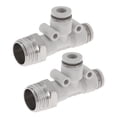 thumbnail image 1 of Accesorios de aire de conexión rápida Unique Bargains 1/4" T tipo conector de línea de aire plástico metal 3/8"BSPT 2 Pcs tono blanco plateado, 1 of 7