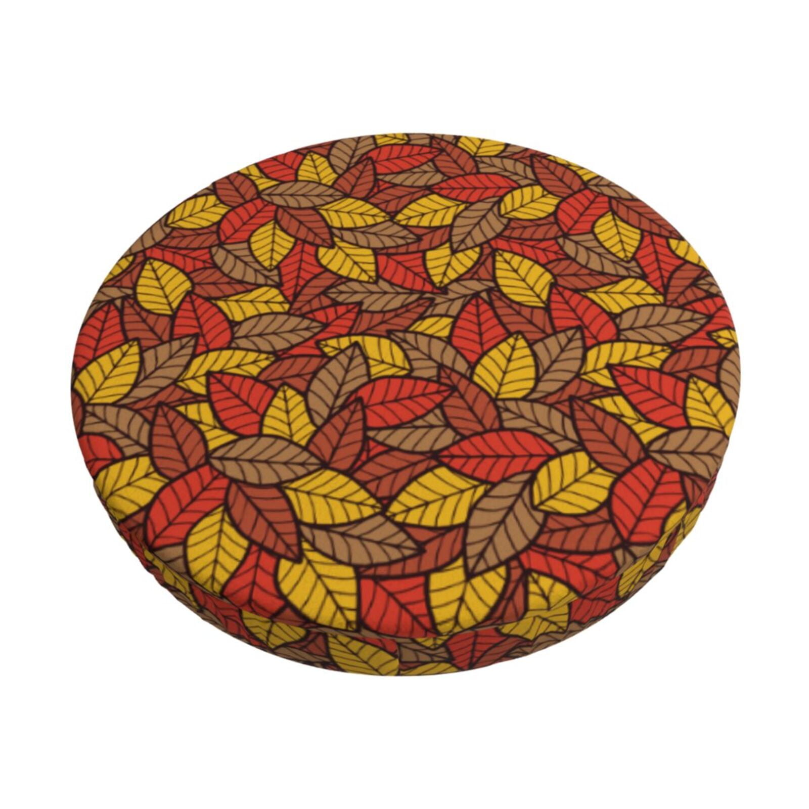 Easygdp Fall Leaves Print Easy To Install Bar Stool Covers&Stool Covers Round&Elastic Stool Cover, Barstool Covers,Washable&Bottom With Elastic Edge-13 inch