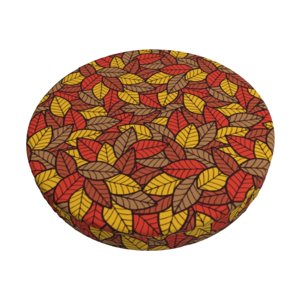 Easygdp Fall Leaves Print Easy To Install Bar Stool Covers&Stool Covers Round&Elastic Stool Cover, Barstool Covers,Washable&Bottom With Elastic Edge-13 inch