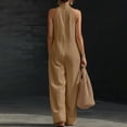 thumbnail image 4 of JULMCOMO Jumpsuits for Women Deep V Neck Halter Loose Fit Summer Outfits Sleeveless Wide Leg One Piece Casual Rompers with Pockets Camel M, 4 of 5