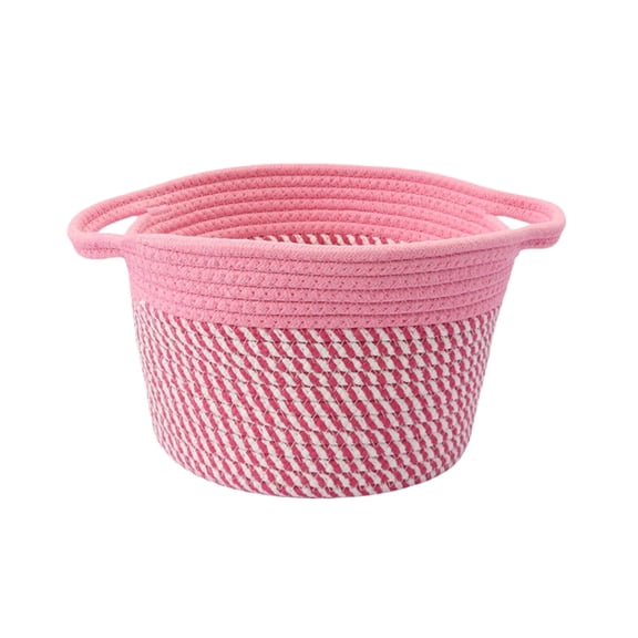Cotton Rope Woven Storage Basket, Soft Desktop Organizer for Toys, Cosmetics, Jewelry, Foldable Decorative Bin for Bedroom, Living Room, Closet