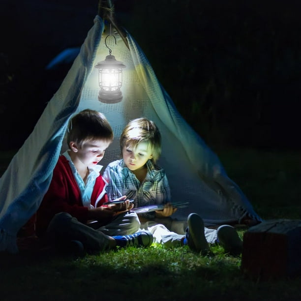 Lampe De Camping LED Rechargeable – 600 MAh – Type C – Étanche – Noire – Pour Randonnée Et Pêche