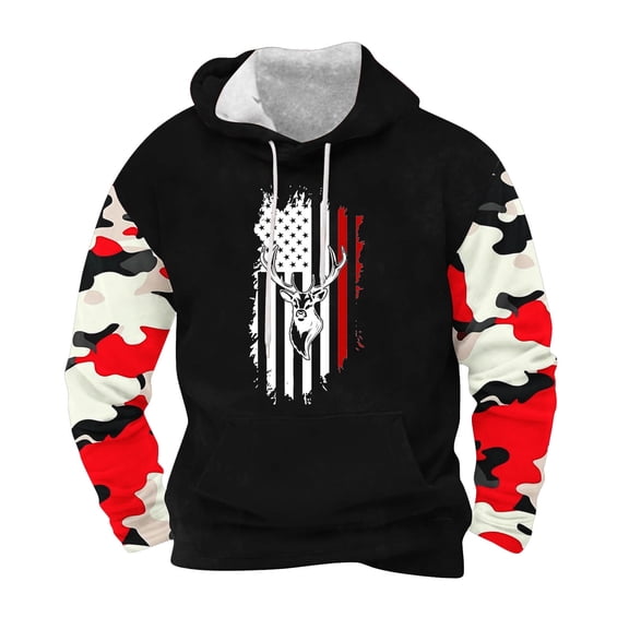 JUSLIO Sweatshirts for Men Hooded Graphic Hoodies Sporty Drawstring Everyday Long Sleeve Sweatshirts