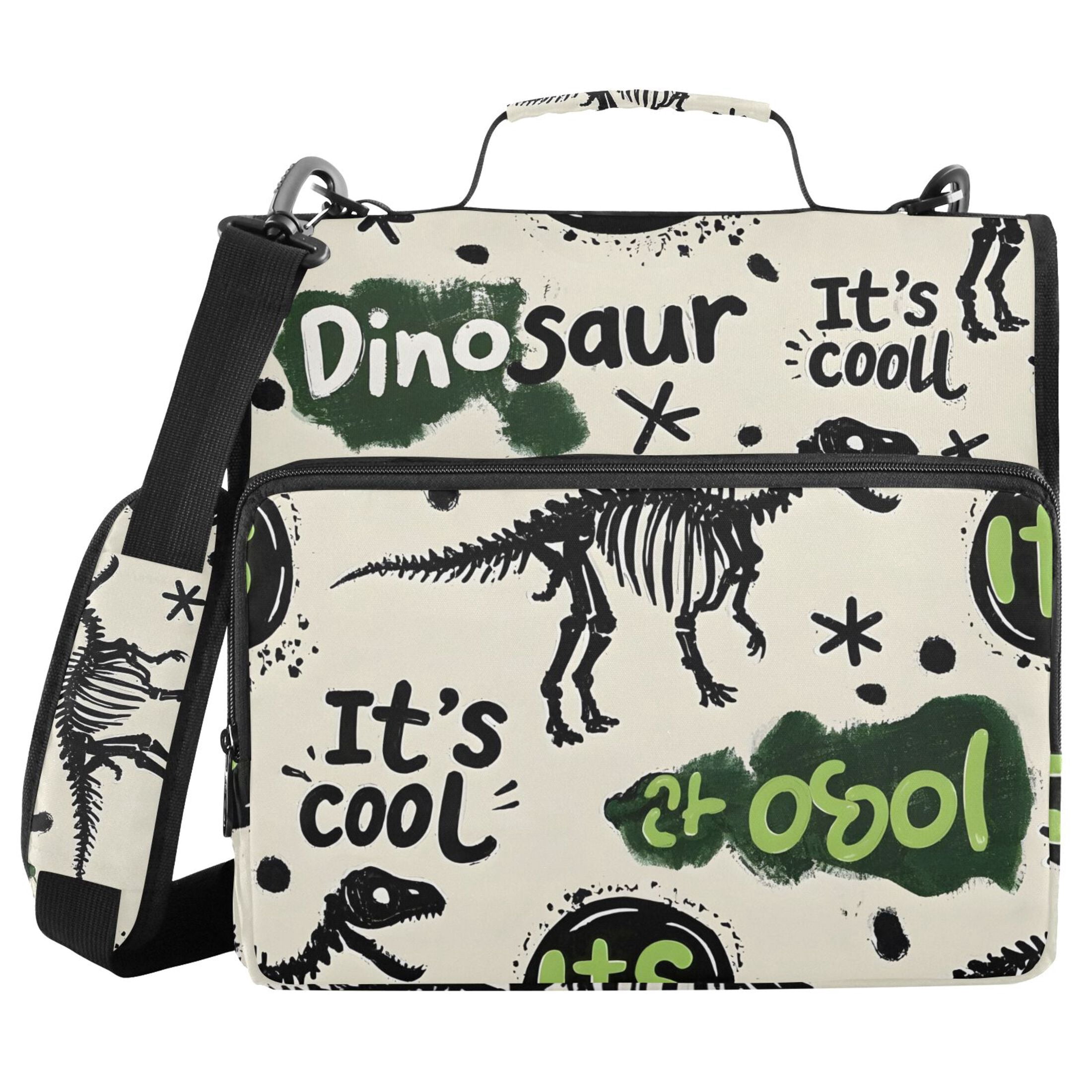 ALAZA Zipper Binder Dinosaur Graffiti 3 Ring Trapper Keeper File Folder Organizer Bag