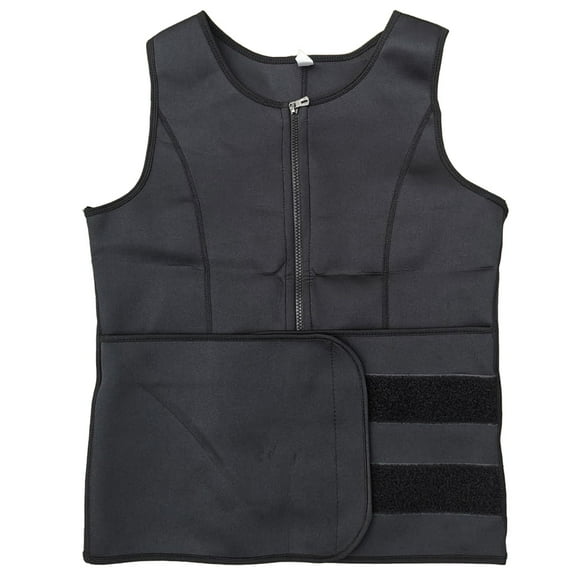 Falleo Clearance Man Waist Trainer Zipper Workout Sweat Sauna Tummy Control Adjustable Belt Body Shaper Vest for Walk Ride Run Body Building Black L
