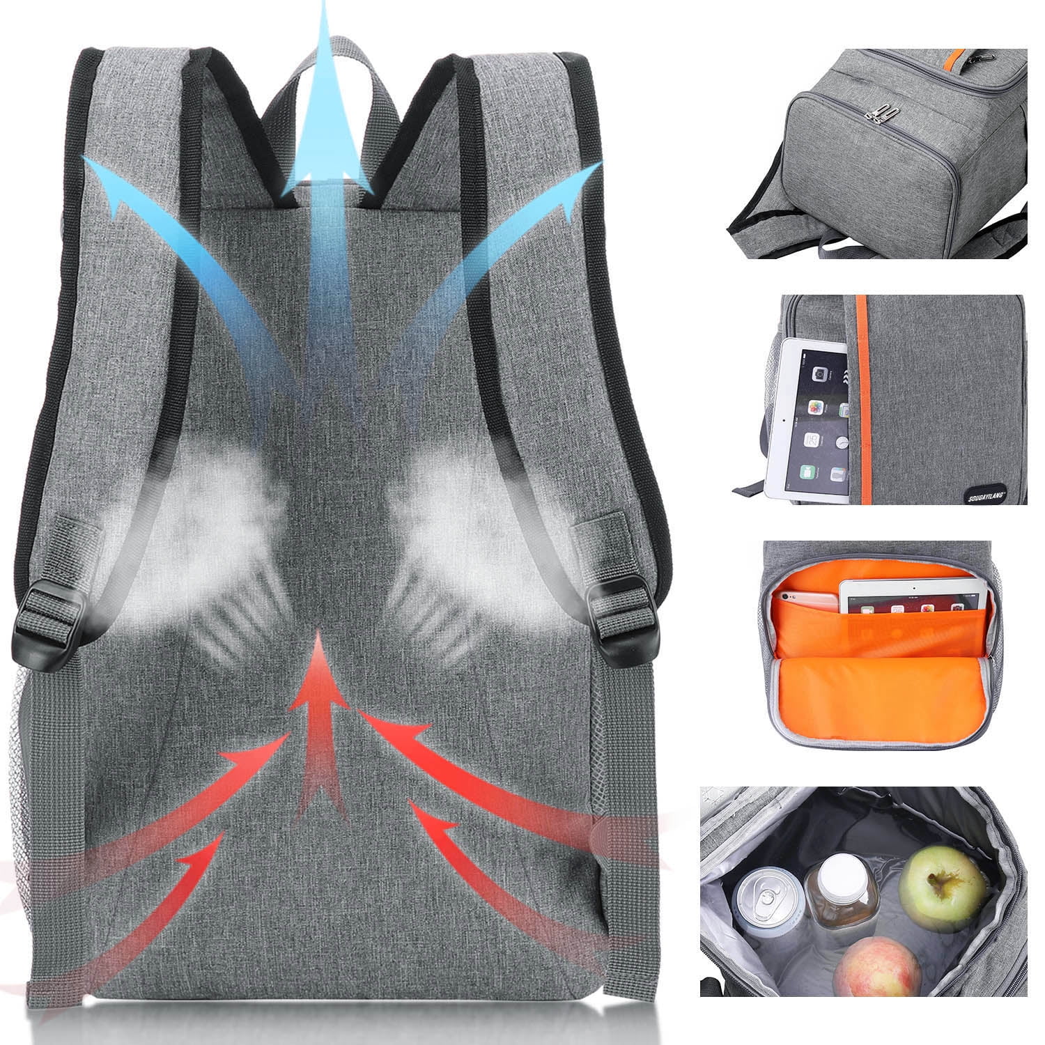 Sougayilang Backpack Cooler 25/30 Can Large Capacity Soft Sided Cooler Bag