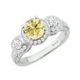thumbnail image 2 of Sterling Silver with Yellow Moissanite, Moisssanite and White Diamond Three Stone Ring, 2 of 3