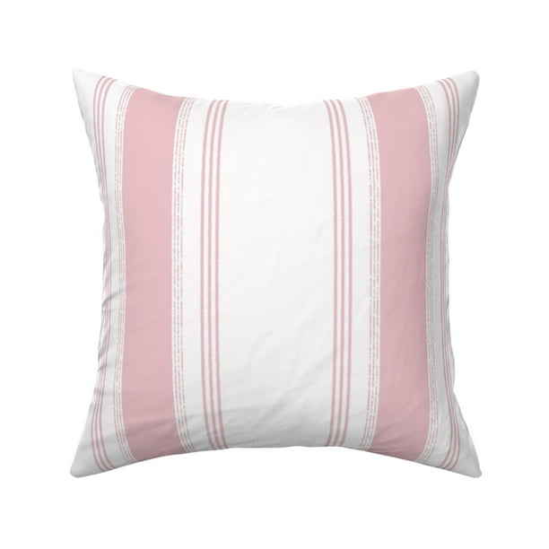 French Stripe Pink Neutral Throw Pillow Cover w Optional Insert by