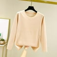 thumbnail image 1 of Ropa interior térmica Tops de moda para mujer de invierno de manga larga con cuello redondo cómodos sólidos blusas regulares para mujer blusa de poliéster, 1 of 6