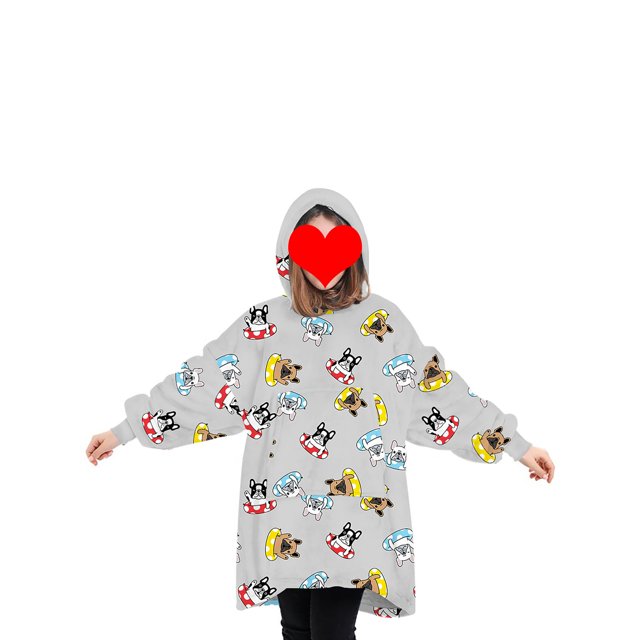 Fortune Matching Family Wearable Blanket Oversized Hoodies Pullover Christmas Pajama