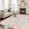 thumbnail image 2 of Large Area Rugs for Living Room Bedroom, Spring Flowers 6'x9' Rug Washable Carpet Runner Indoor Outdoor, Abstract Pink Blue Floral Vintage Plants Non Slip Floor Mats Rug for Kitchen, Playroom, 2 of 8