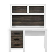 Global Furniture USA Lisbon Oak and White Wooden Desk with Hutch