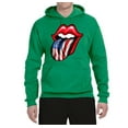 thumbnail image 2 of Wild Bobby, American Flag Lips Tongue Out, Unisex Graphic Hoodie Sweatshirt, Kelly, Large, 2 of 3