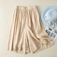 thumbnail image 2 of CAIVO Women Loose Wide Leg Capri Shorts High Waist Summer Casual Flowy Cropped Shorts Soft Lightweight Beach Short Classic Outdoor Work Solid Color Bottoms, 2 of 4