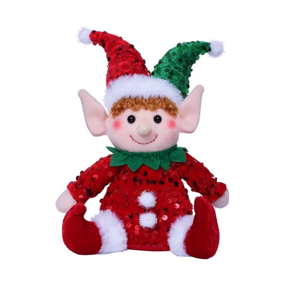 9" Christmas Elf Doll Ornaments – Festive Hanging Elf Figurines for Holiday Decoration, Adorable Sitting Elves in Red & Green Outfits, Xmas Tree Decoration & Home Office Display, Seasonal Gift Idea