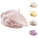 thumbnail image 1 of Toddler Winter Warm French Berets Hats With Flower Baby Kids Girls Bonnet Hat Knitting Wool Artist Painter Cap, 1 of 3