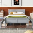 thumbnail image 2 of Queen Size Gray Bed Frame, Classic Platform Bed with Four Storage Drawers and Solid Wood Frame, Storage Bed with Streamlined Headboard for Kids, Teens, Adults, No Box Spring Needed, 2 of 9