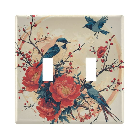 WOBOGO Blue Magpie 2-hole Switch Plates PC Flame Retardant Plastic Material Glossy Finish Smooth Touch 4.56x4.48x0.27in