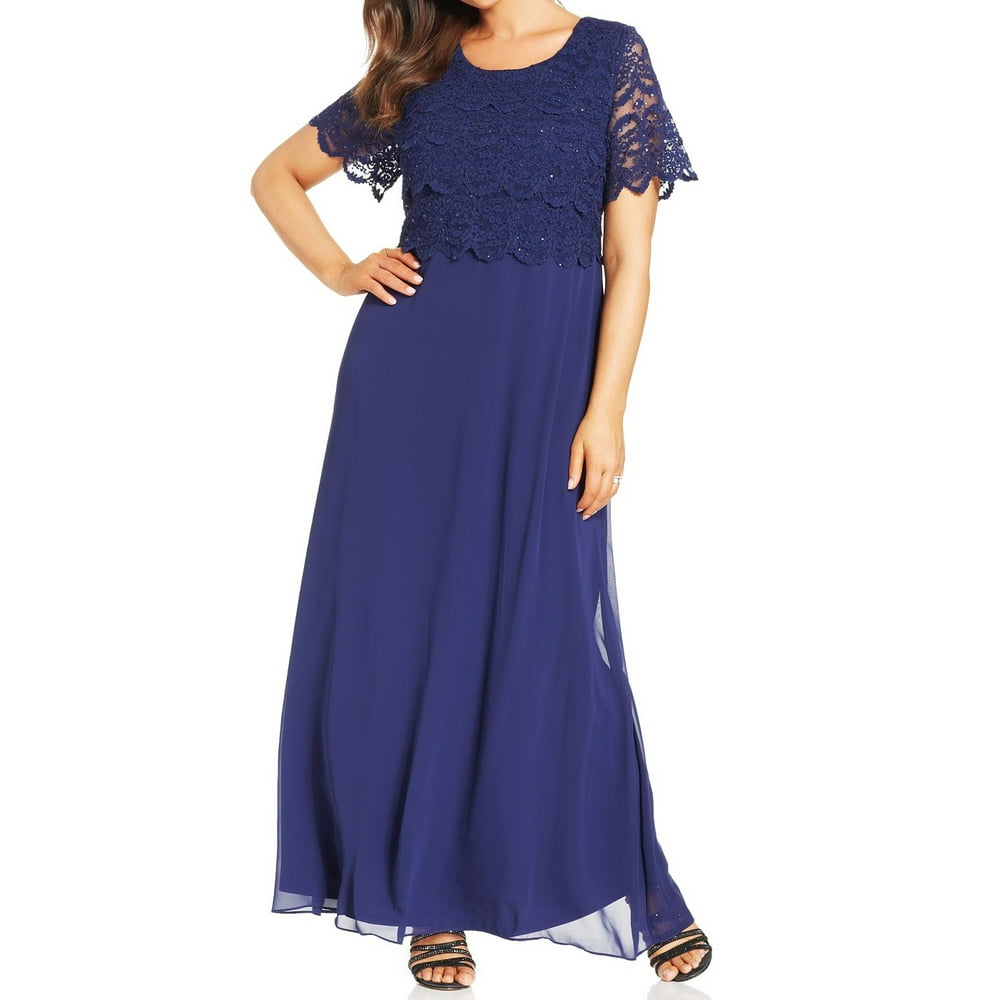 R&M Richards - R&M Richards NEW Blue Womens Size 18W Plus Lace Tiered ...