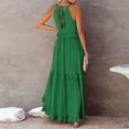 thumbnail image 3 of Long Summer Dresses for Women Sleeveless Halter Maxi Dress Flowy Ruffle Sundress (Green S), 3 of 8