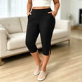 thumbnail image 6 of Szhihuiw Leggings for Women Plus Size Fashion Side Slit High Waisted Capri Pants Casual Womens Trousers with Pockets, 6 of 8