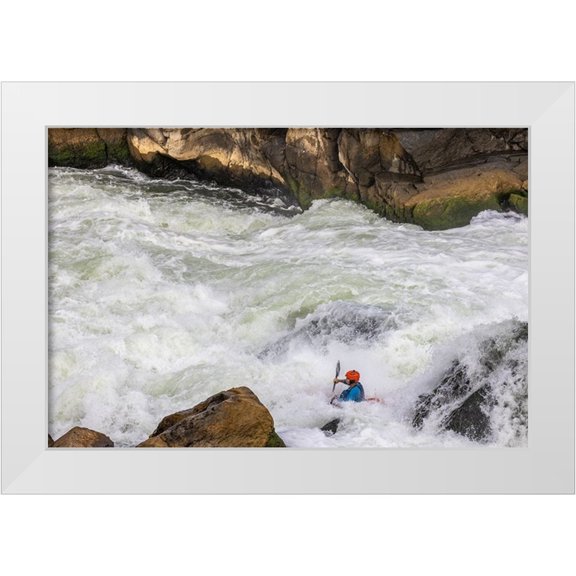Looney, Hollice 14x11 White Modern Wood Framed Museum Art Print Titled - USA-Maryland-Great Falls-Potomac River and Kayaker
