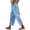 Light Blue, variant on Womens Pants Women's Summer Casual High Waist Drawstring Elastic Waistband Trousers with Pockets Pure Color Linen Like Loose Fit Pants Ankle Length Army Green L