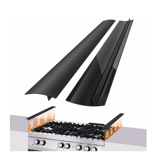 2 Pack Black Silicone Stove Gap Covers, 25in Heat Resistant Oven Counter Gap Filler Strips
