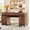 Brown, variant on WAMPAT Home Office Furniture Set: 59in Modern Executive Desk with Charging Station and Drawers and 72in Tall Bookcases, Home Office Furniture for Living Room, Bedroom, Brown