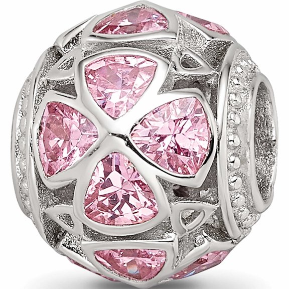 Sterling Silver Reflections Flowers With Pink Cz Bead (15.21 X 10.3) Made In Italy -Jewelry By Sweet Pea