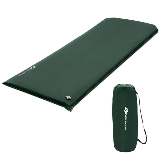 Costway Colchón autoinflable, colchón de camping de 8 cm de grosor con válvula incorporada, bolsa de transporte, colchón de espuma plegable portátil y ligero para camping, senderismo, azul/verde.