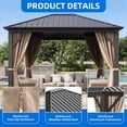 thumbnail image 3 of Dextrus 10x12ft Hardtop Gazebo with Nettings and Curtains, Heavy Duty Galvanized Steel Outdoor Vertical Stripes Roof for Patio, Backyard, Deck, Lawns, Brown, 3 of 10