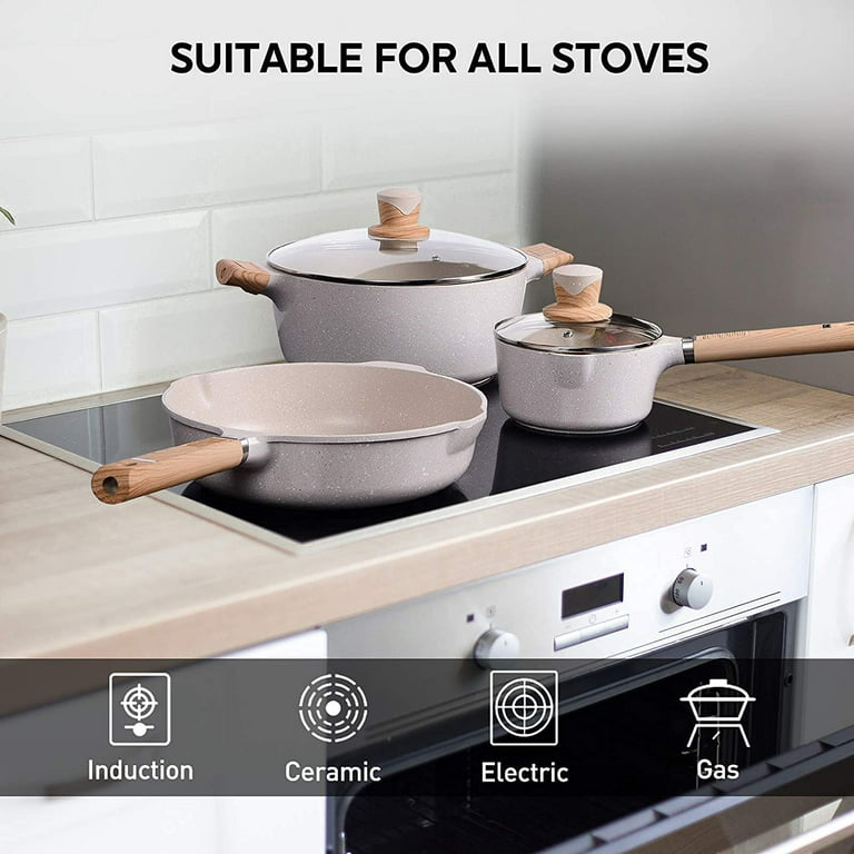 Pans and Pots Set Nonstick - 16 PCS Granite Cookware Set Non Stick