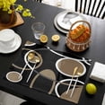 thumbnail image 3 of Black Brown Placemats Set of 12, White Circle Modern Minimalist Geometric Placemats for Dining Table, Place Mats for Kitchen Tabletop, Waterproof Wipeable Dining Table Mats Set, 3 of 9
