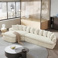 thumbnail image 2 of Bonuoke 127" Curved Sectional Sofa, L-Shape Modular Cloud Couch with 10 Pillows, 4-Seater High-Resilience Foam Upholstered Couches, No Assembly Required, Beige, 2 of 9