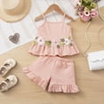 thumbnail image 2 of TOWED22 Baby Girls Adorable Clothes 2 Piece Outfits Sleeveless Tank Shirts and Shorts Sweet Casual Toddler Summer with Pockets(Pink,2-3 Y), 2 of 8