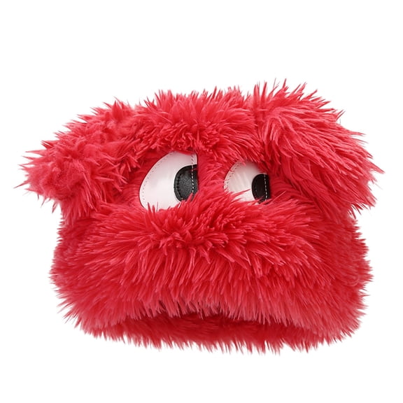 Bibifish Womens White Fluffy Puppy Shape Beanie Hat With Eye Decoration Soft Warm Lightweight Hat Daily Casual Wear Cute Trendy Hats