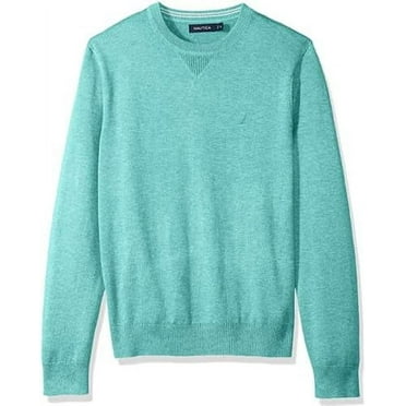 Nautica Men's Long Sleeve Crew Neck Sweater (Green,Medium)
