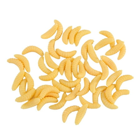 fankhu 50pcs 2cm Plastic Soft Bait Maggot Grub Worm Shrimps Fishing Lures Tackle