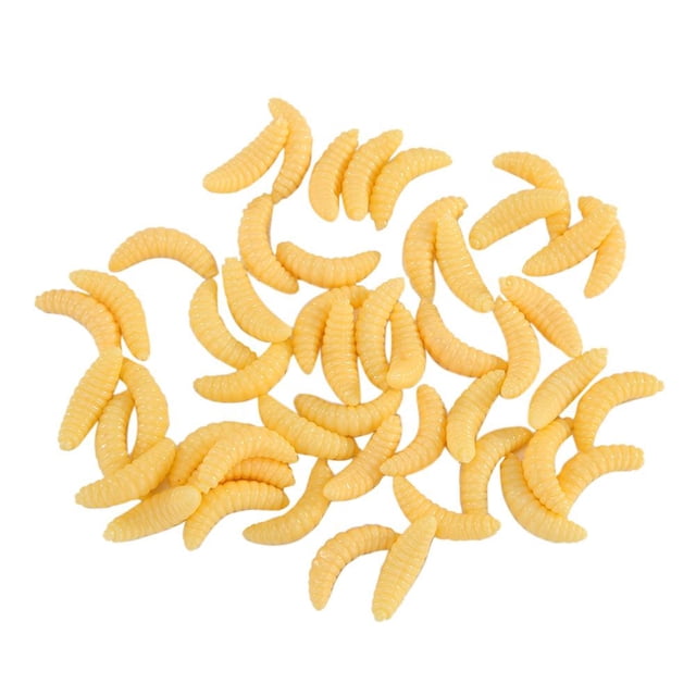 50 Uds. De cebo blando de plástico de 2cm, larva de gusano, gambas, señuelos de pesca, aparejos Tmvgtek Para Estrenar